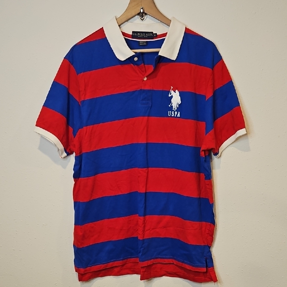 USPA Polo Assn. Men's Polo Shirt Ralph Lauren in Red White & Blue Sz. XL